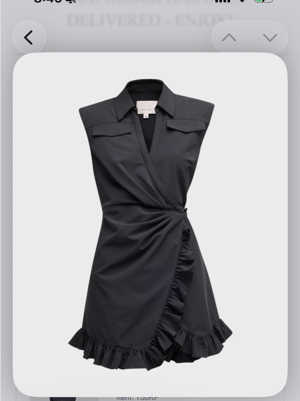 Cinq a Sept Black Zenni Ruffle Sleeveless Wrap Mini Dress Flattering & versatile